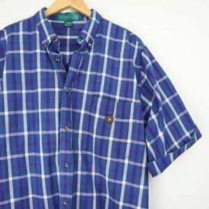 Mens Vtg 90s Shirt Size L Knights of Round Table Purple Blue Button Down Large